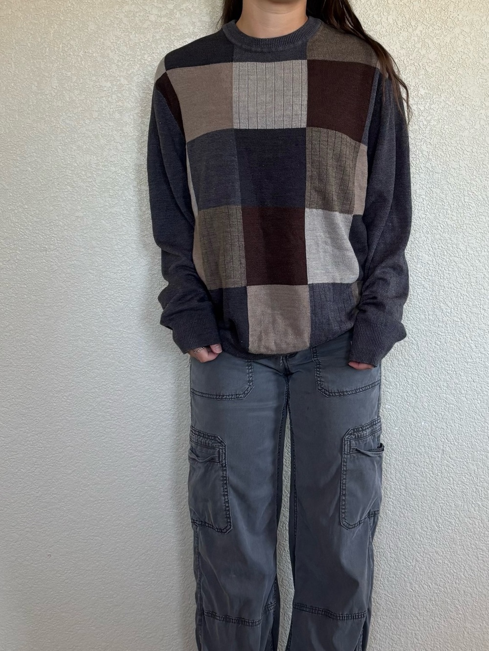 Dockers brown & grey checkered sweater